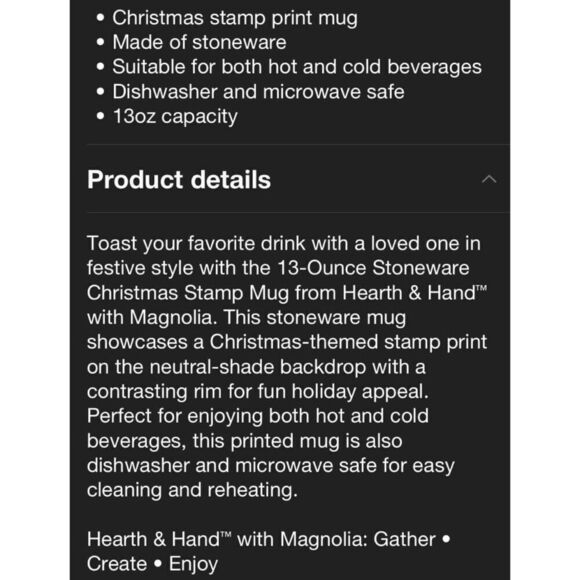 Hearth & Hand Magnolia Christmas Stamp Stoneware Coffee Mug - Picture 5 of 6